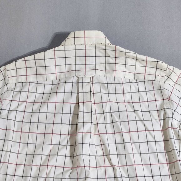 Cabela's button down shirt men's size M white base grey & red check long sleeve - Picture 4 of 9